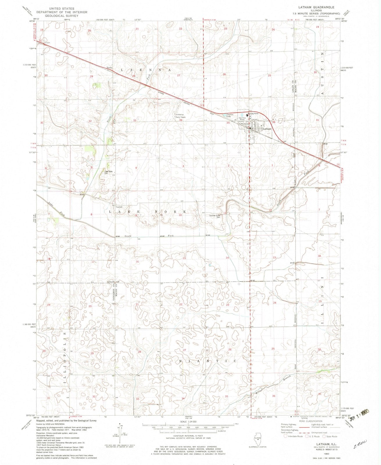 1982 Latham, IL - Illinois - USGS Topographic Map