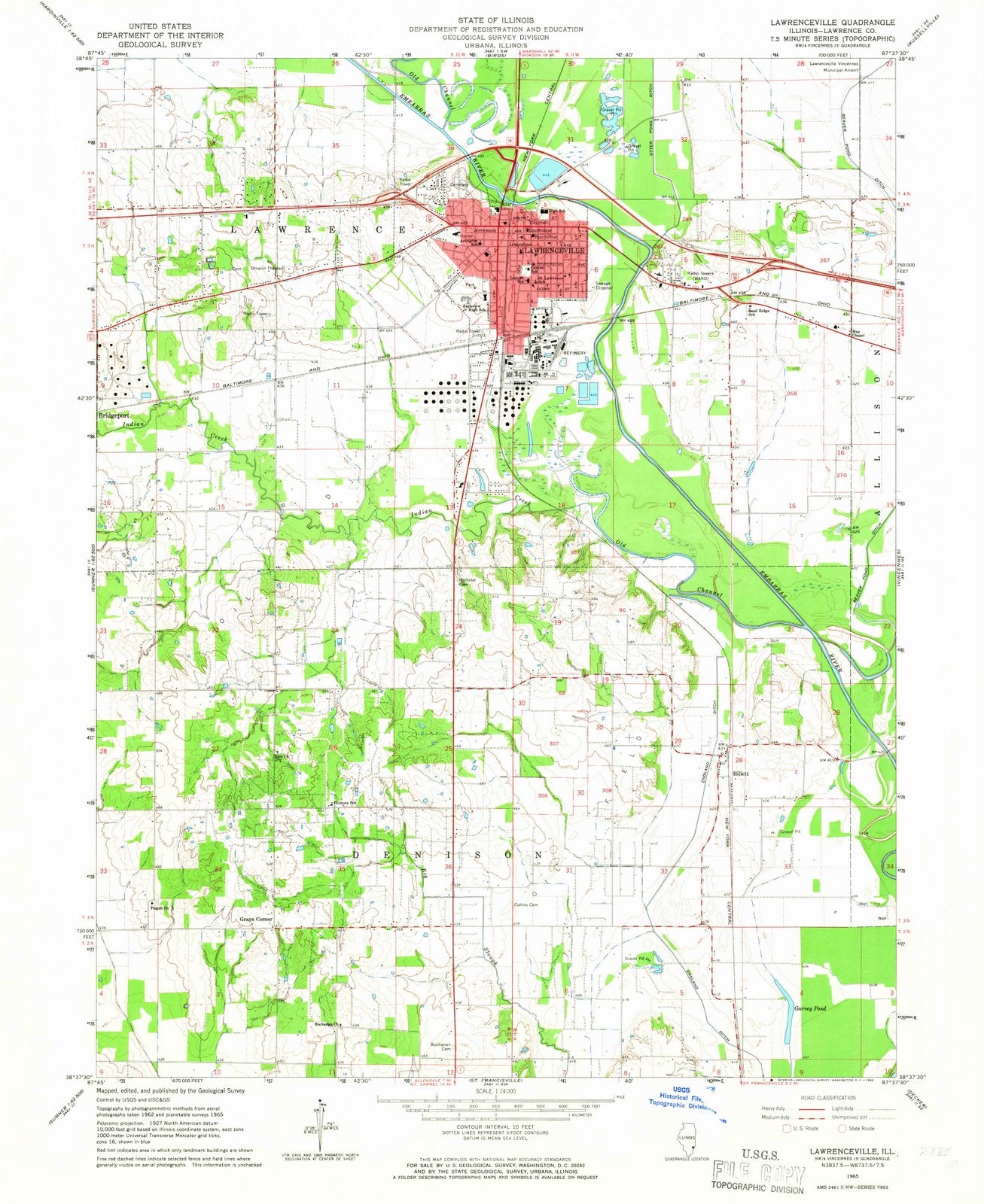 1965 Lawrenceville, IL - Illinois - USGS Topographic Map