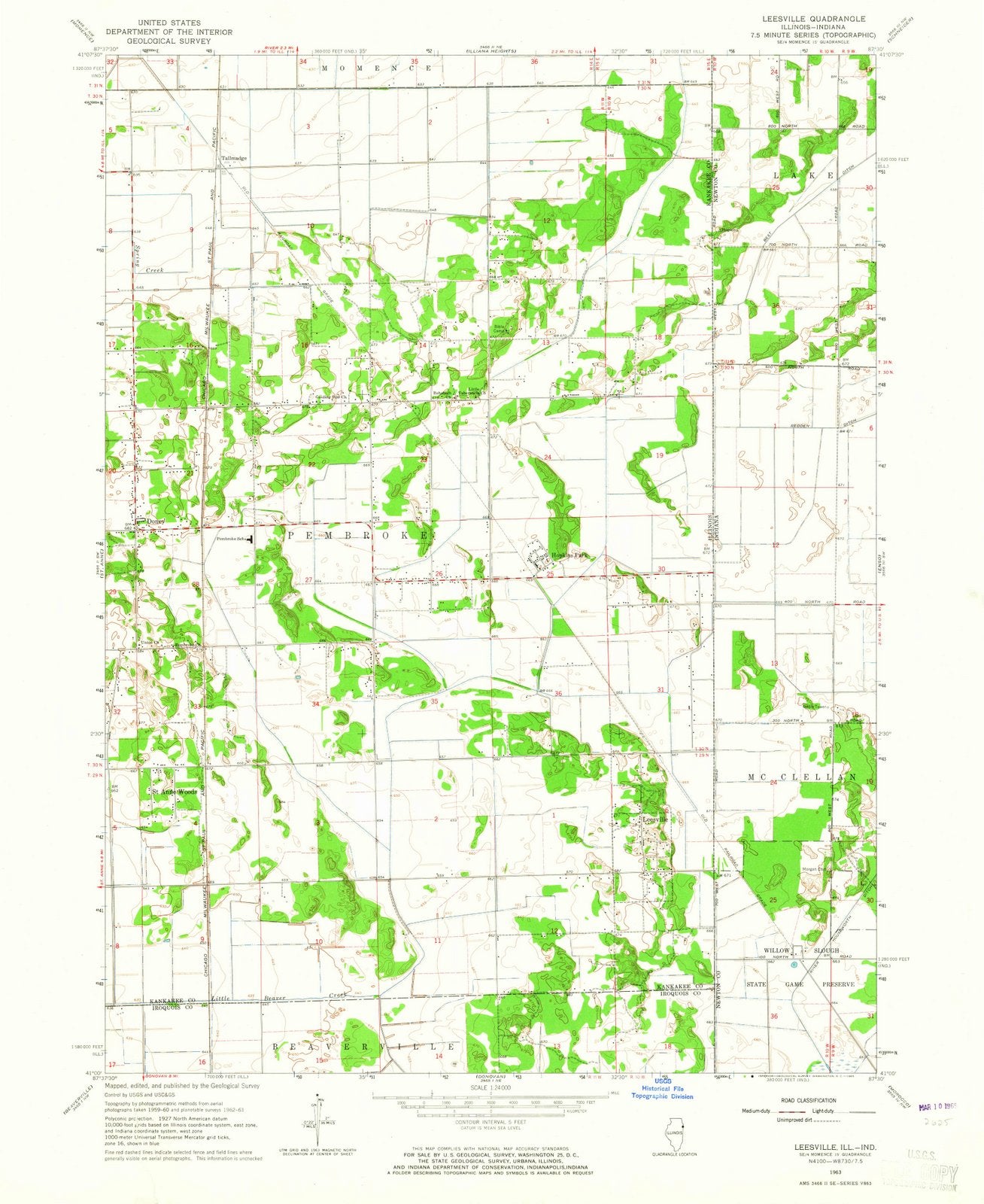 1963 Leesville, IL - Illinois - USGS Topographic Map