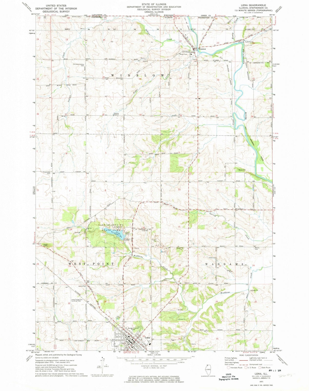 1971 Lena, IL - Illinois - USGS Topographic Map