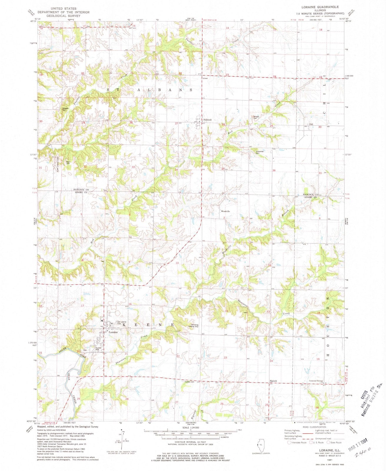 1981 Loraine, IL - Illinois - USGS Topographic Map