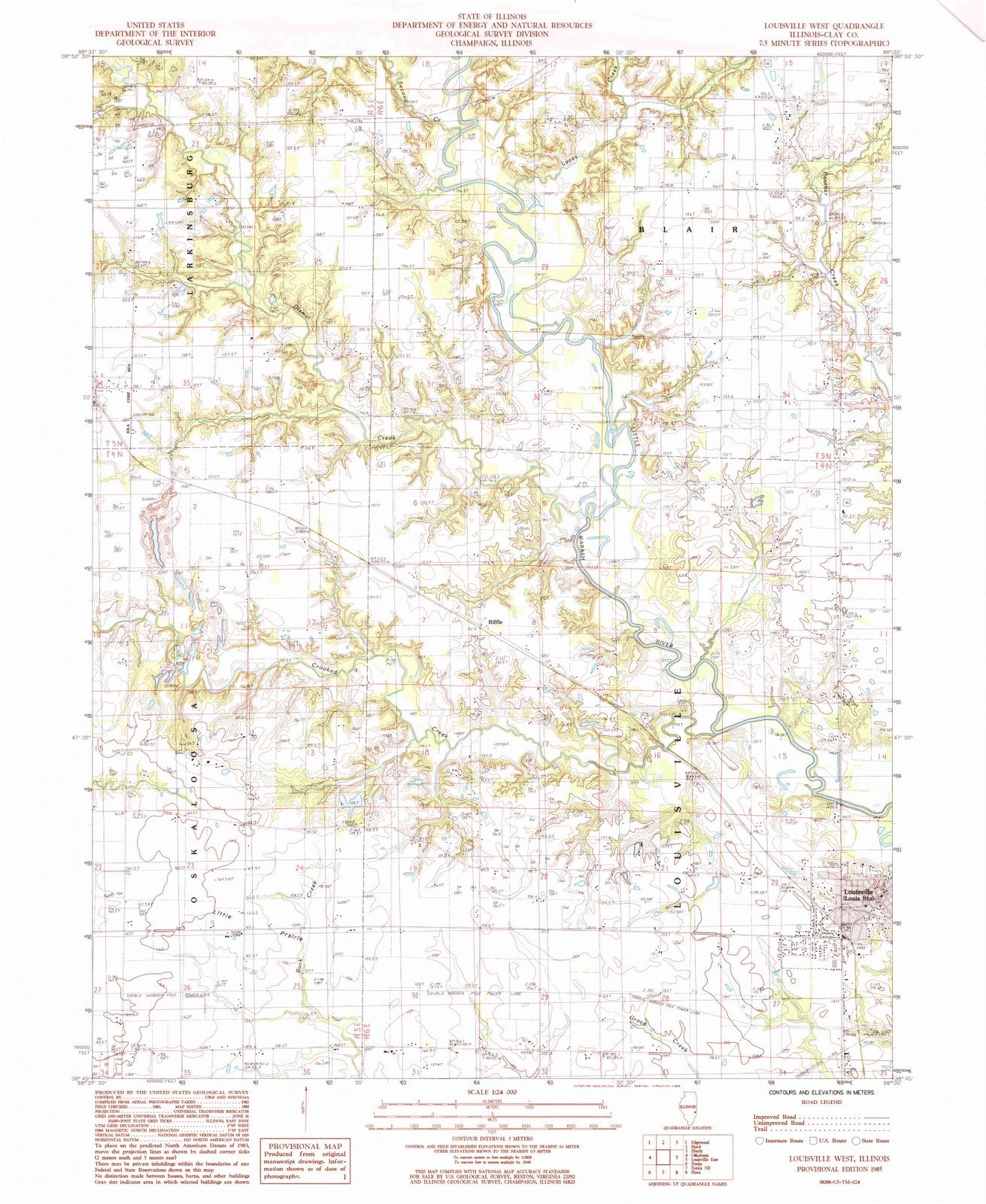 1985 Louisville West, IL - Illinois - USGS Topographic Map