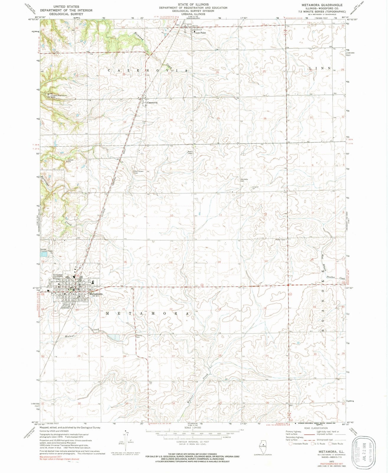 1972 Metamora, IL - Illinois - USGS Topographic Map