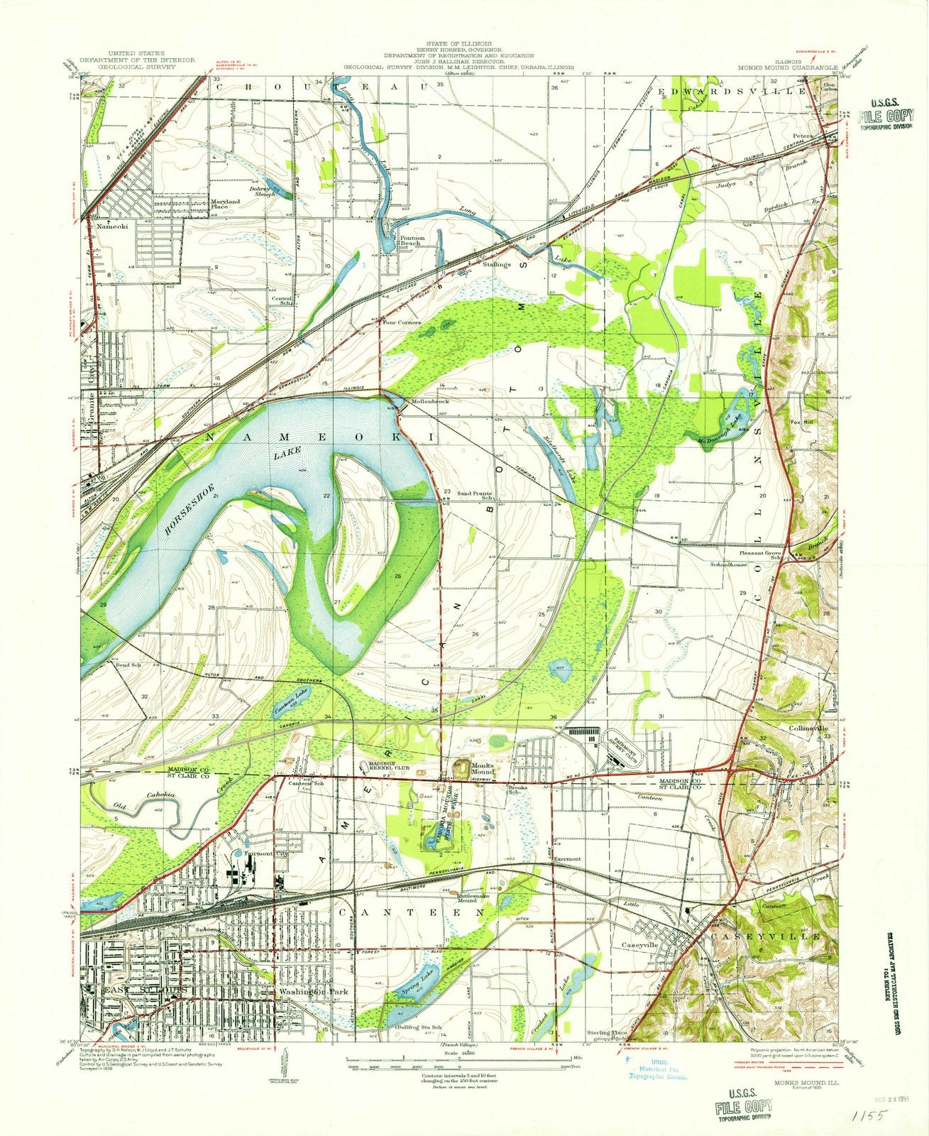 1935 Monks Mound, IL - Illinois - USGS Topographic Map