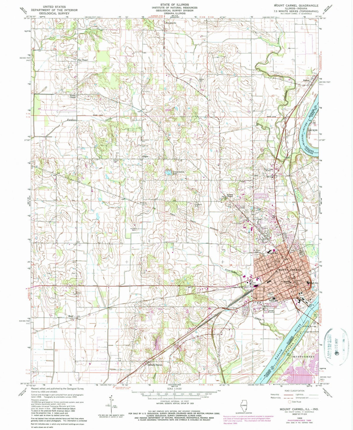 1959 Mount Carmel, IL - Illinois - USGS Topographic Map