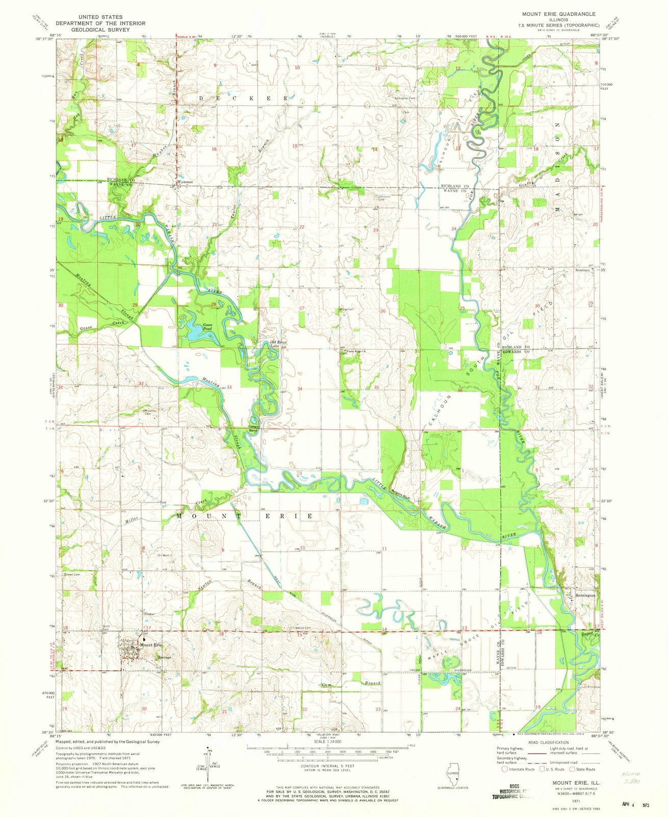 1971 Mount Erie, IL - Illinois - USGS Topographic Map