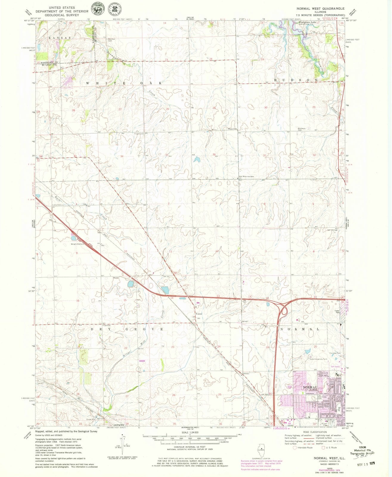 1970 Normal West, IL - Illinois - USGS Topographic Map