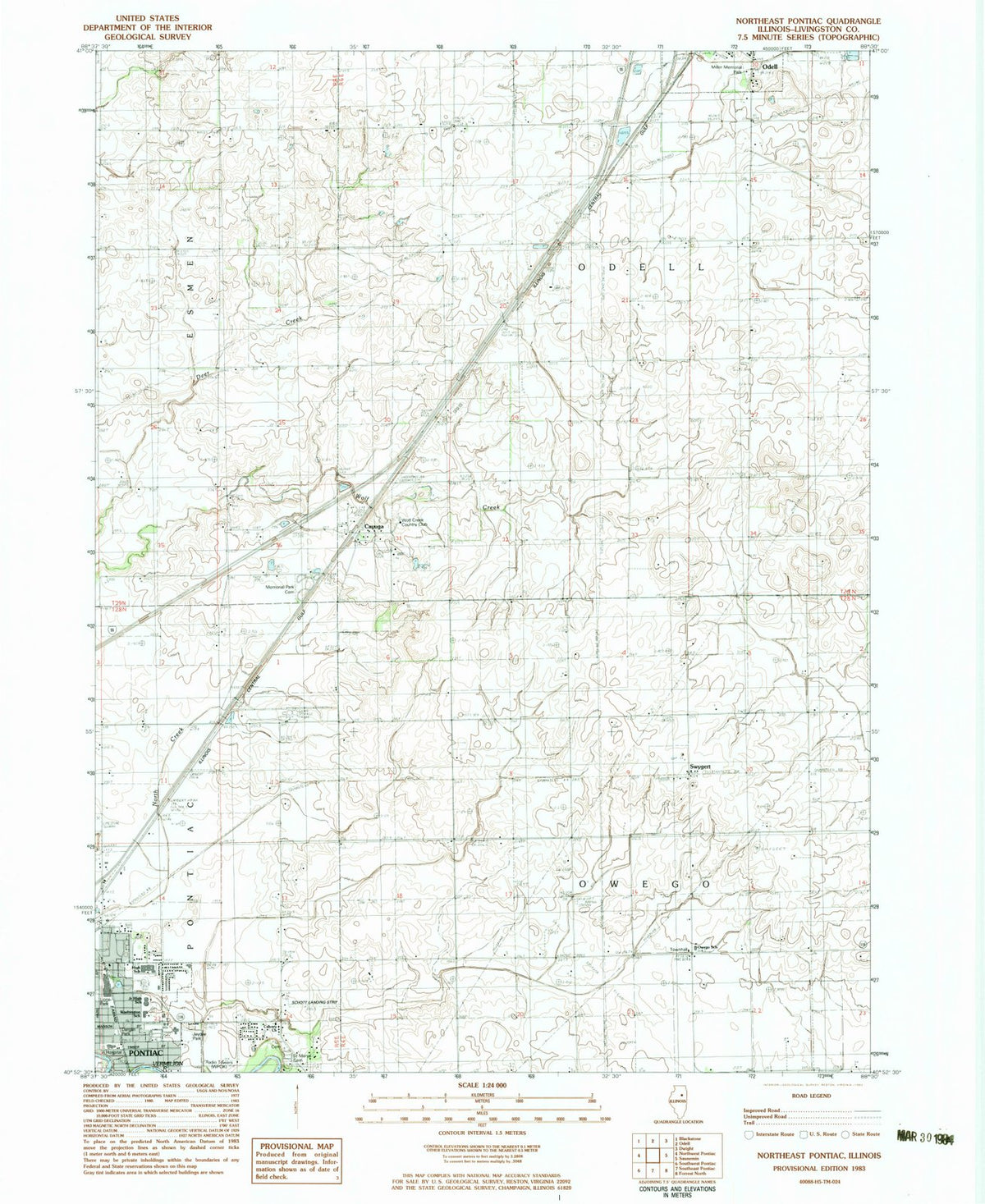 1983 Pontiac, IL - Illinois - USGS Topographic Map