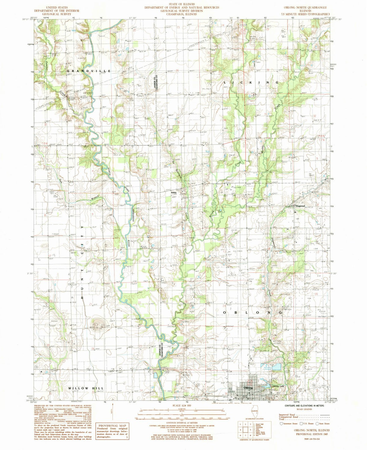 1985 Oblong North, IL - Illinois - USGS Topographic Map