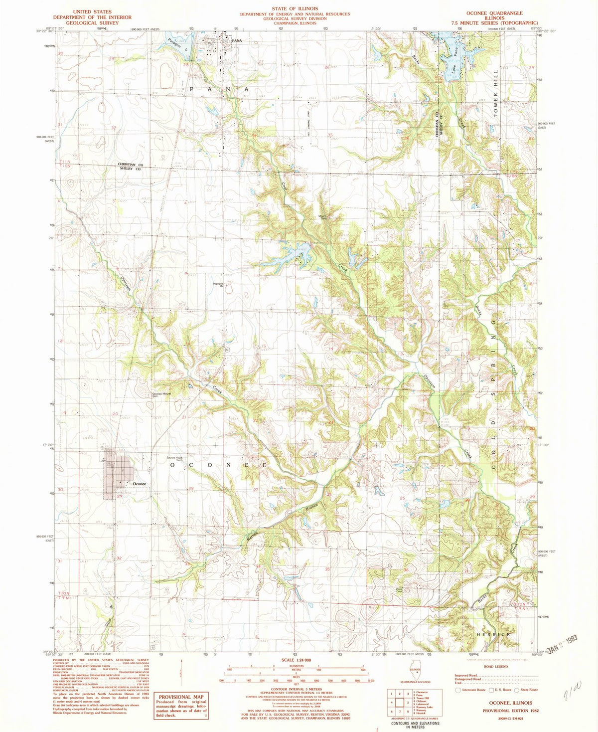 1982 Oconee, IL - Illinois - USGS Topographic Map