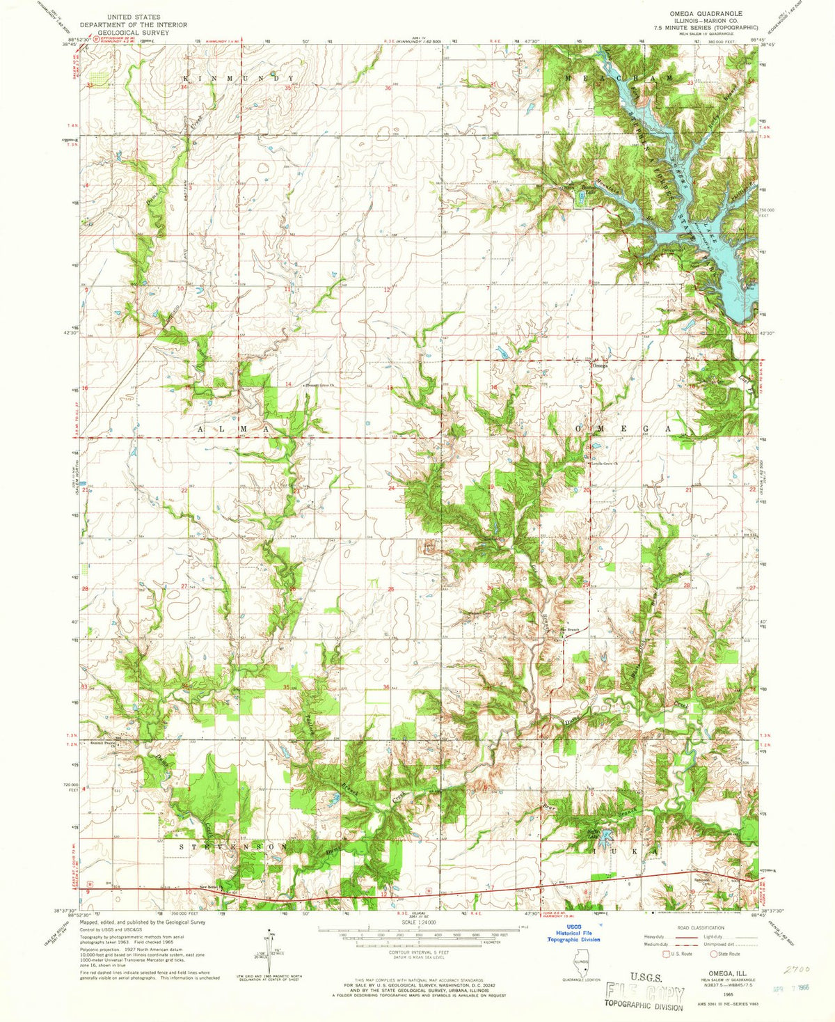 1965 Omega, IL - Illinois - USGS Topographic Map