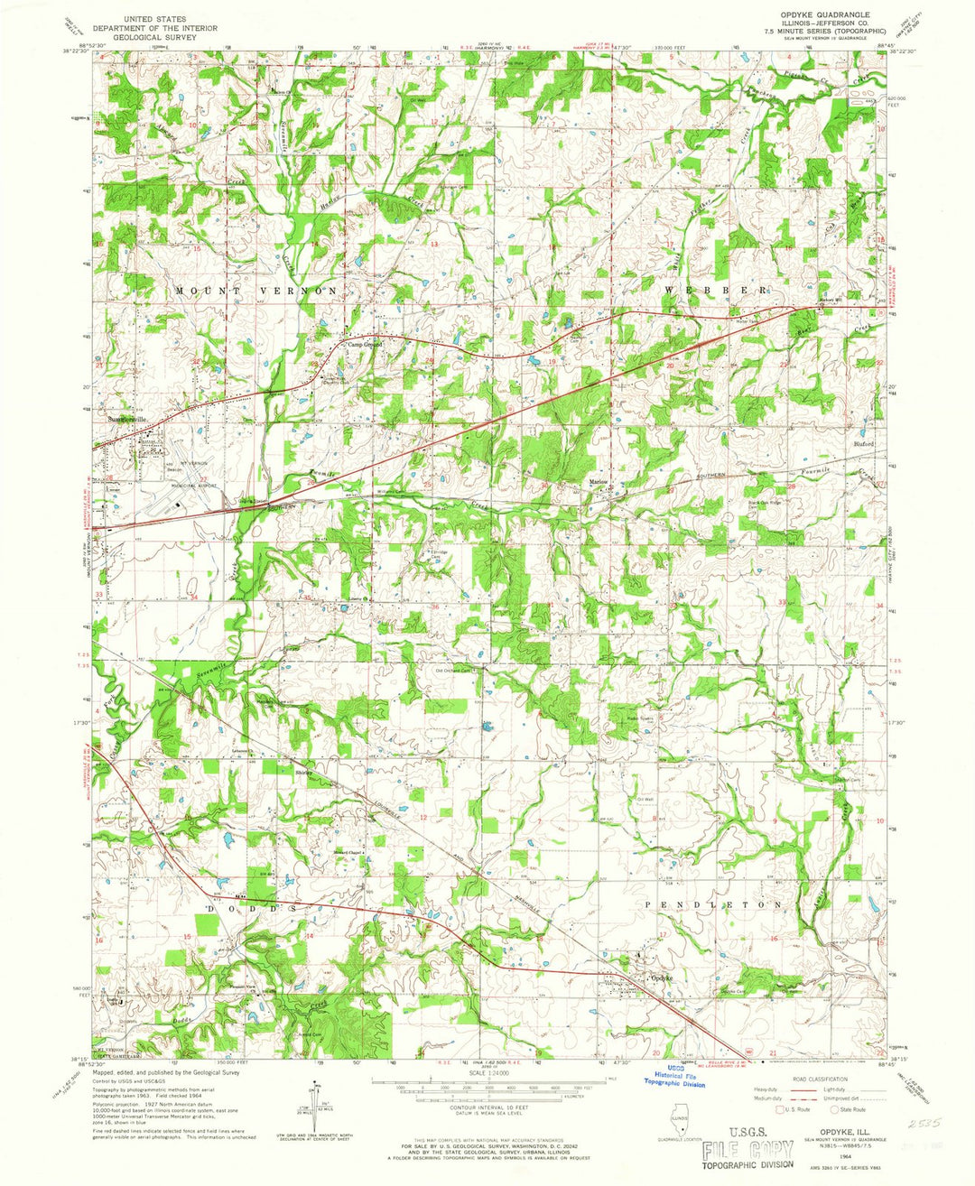 1964 Opdyke, IL - Illinois - USGS Topographic Map
