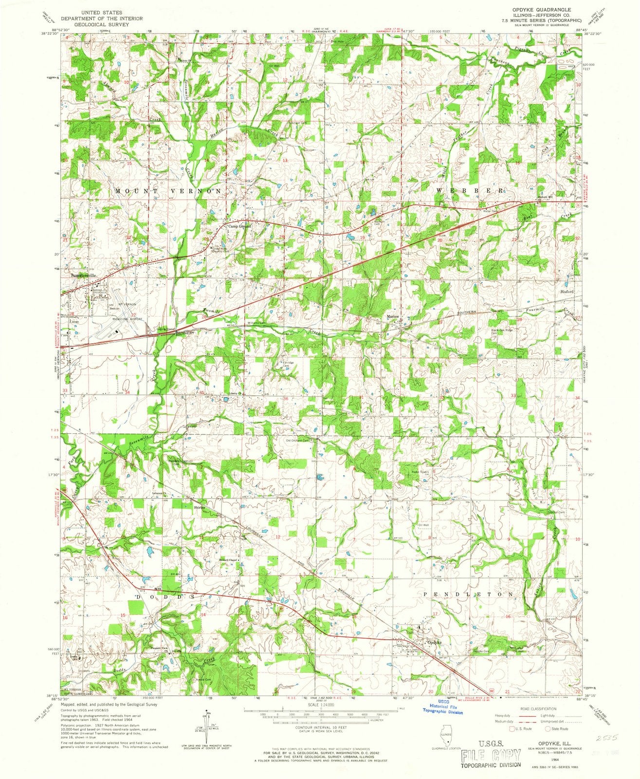 1964 Opdyke, IL - Illinois - USGS Topographic Map