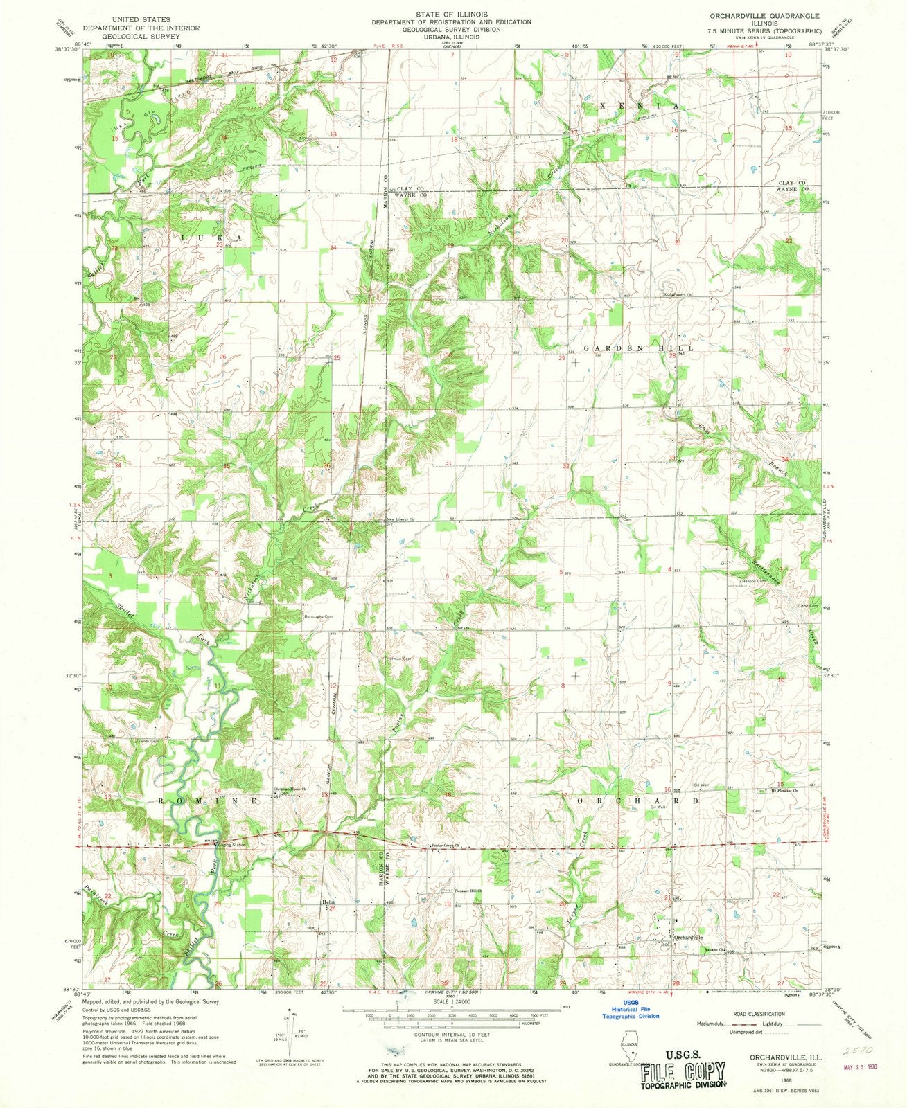 1968 Orchardville, IL - Illinois - USGS Topographic Map