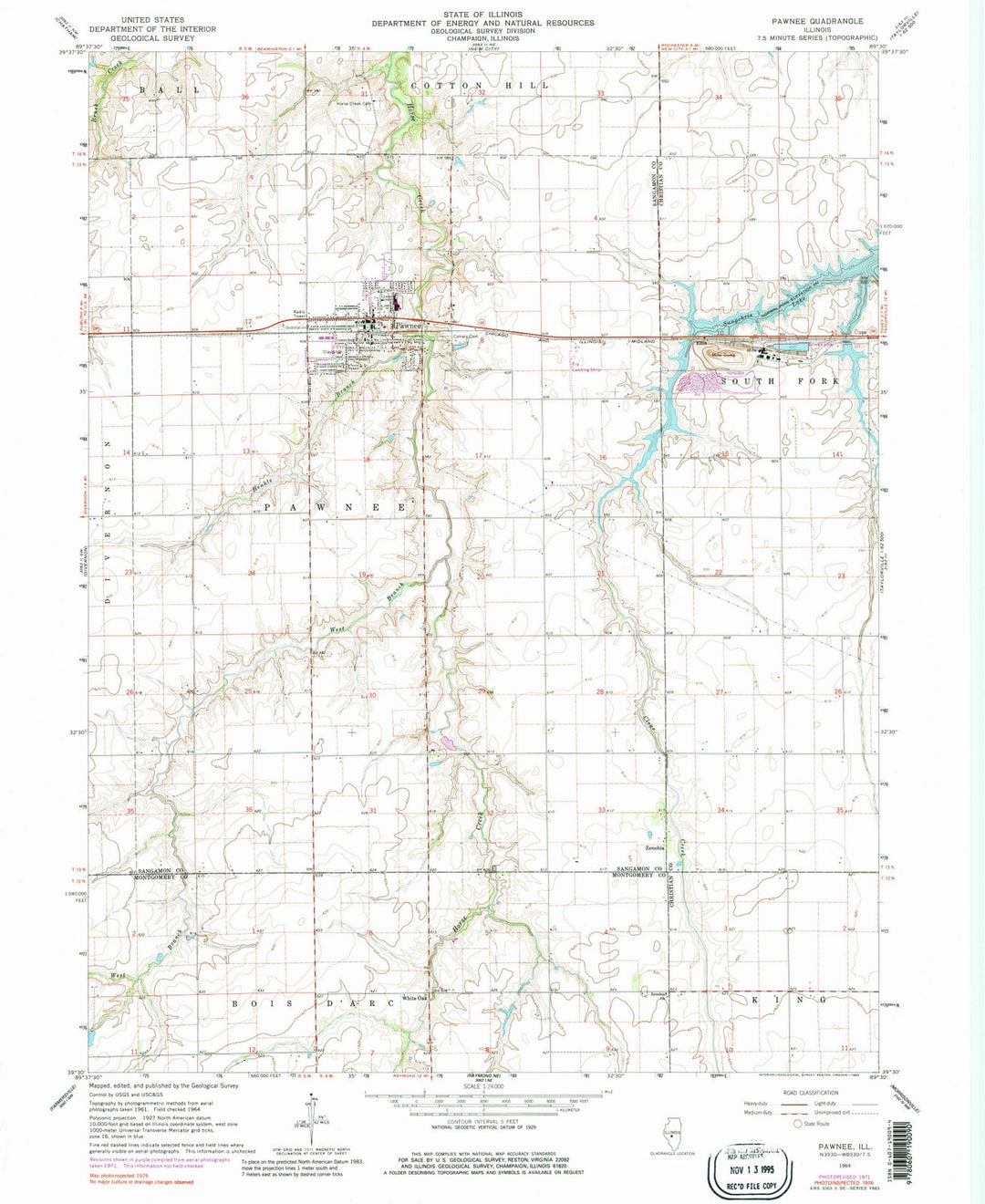 1964 Pawnee, IL - Illinois - USGS Topographic Map