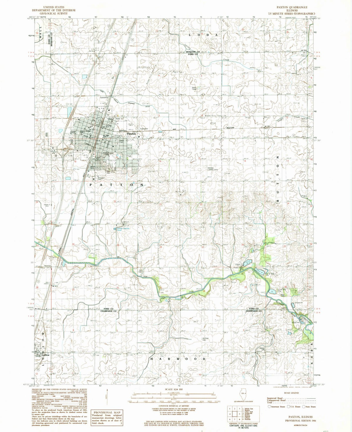 1984 Paxton, IL - Illinois - USGS Topographic Map