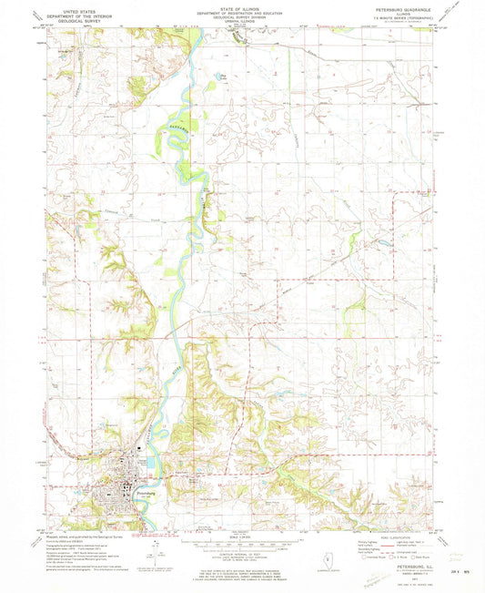 1971 Petersburg, IL - Illinois - USGS Topographic Map