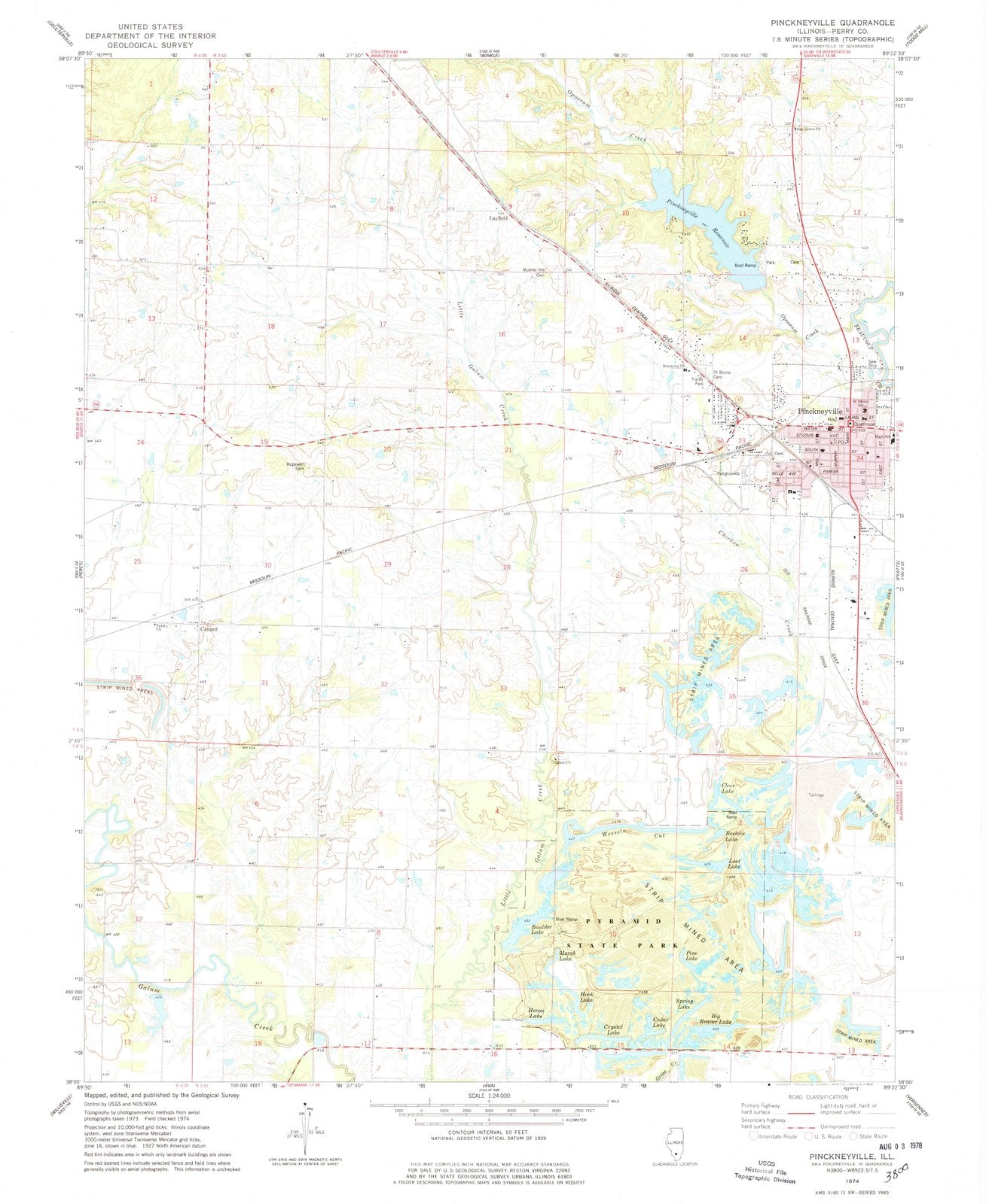 1974 Pinckneyville, IL - Illinois - USGS Topographic Map