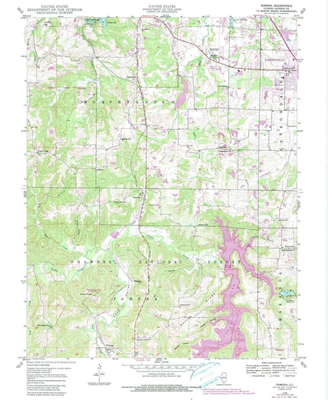 1948 Pomona, IL - Illinois - USGS Topographic Map