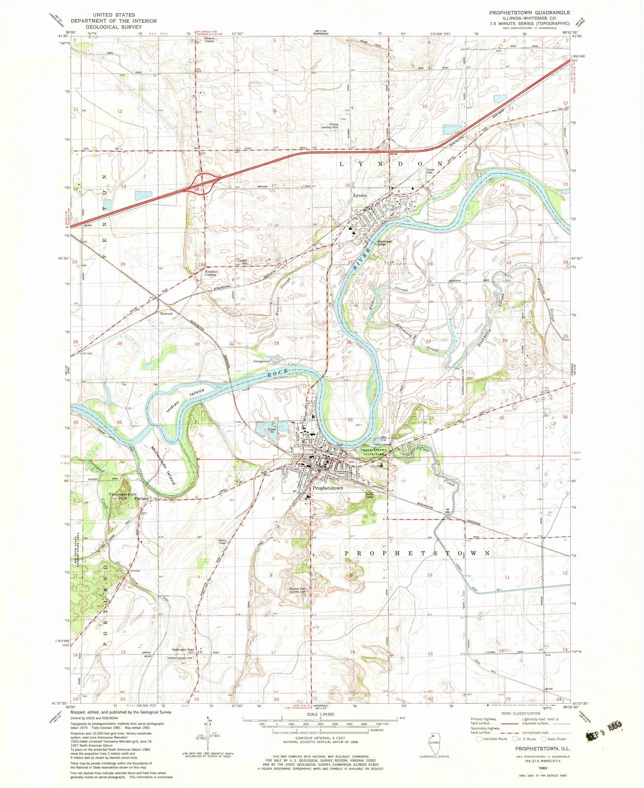 1982 Prophetstown, IL - Illinois - USGS Topographic Map