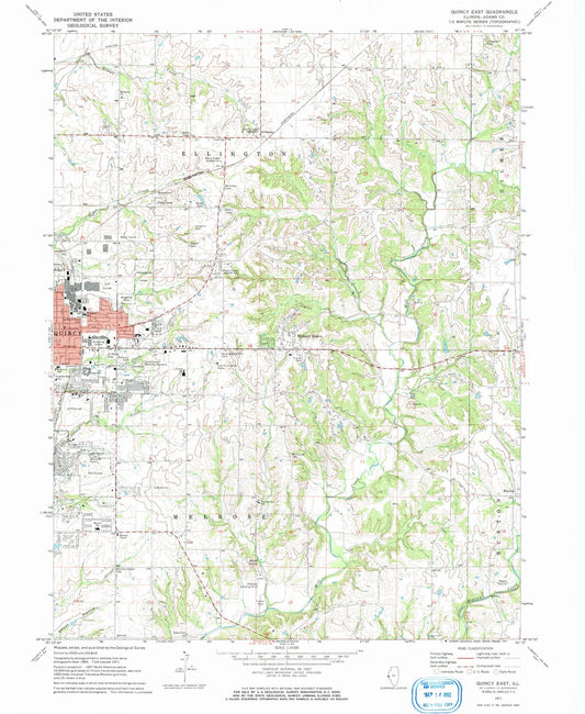 1971 Quincy East, IL - Illinois - USGS Topographic Map