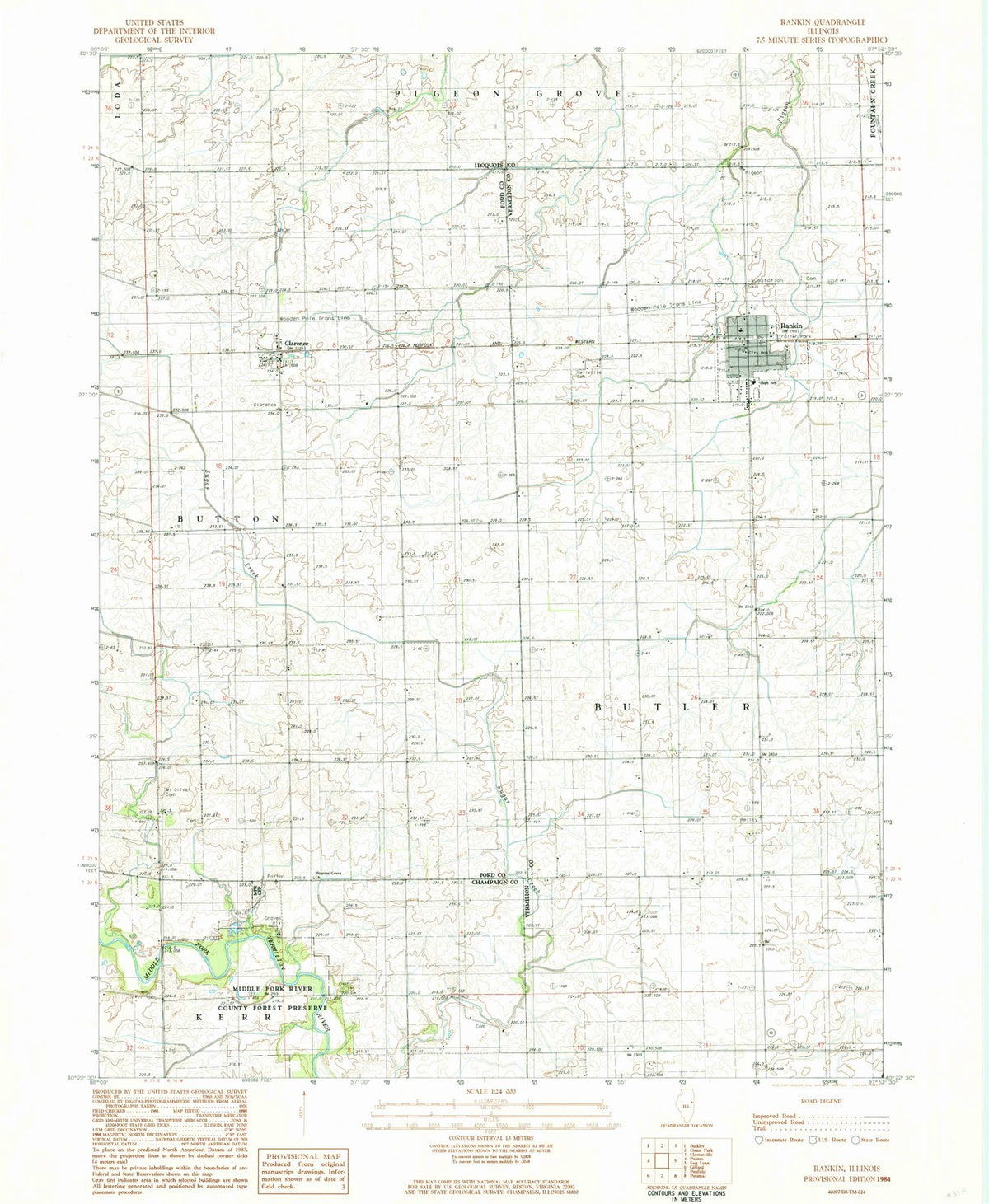 1984 Rankin, IL - Illinois - USGS Topographic Map