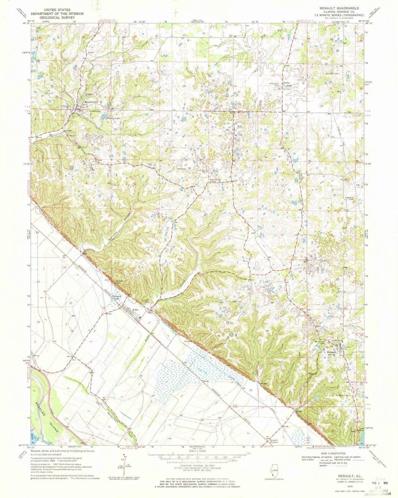1970 Renault, IL - Illinois - USGS Topographic Map