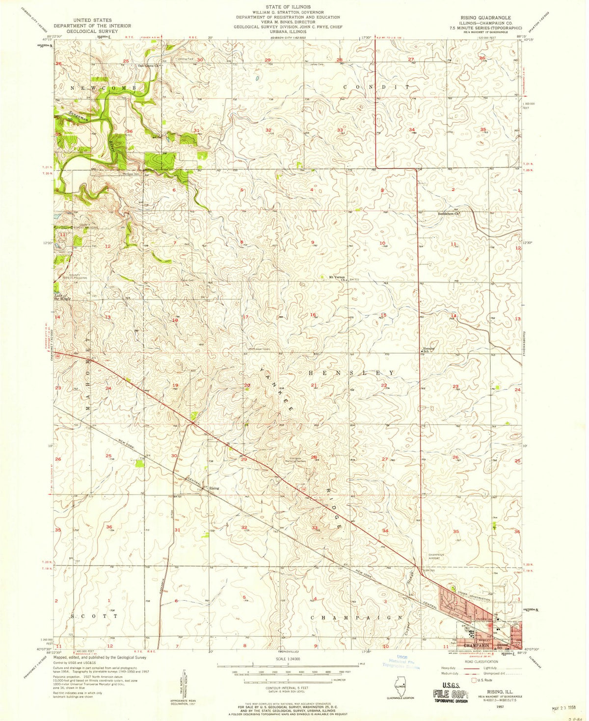 1957 Rising, IL - Illinois - USGS Topographic Map