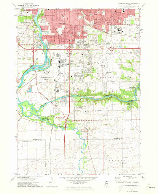 1971 Rockford South, IL - Illinois - USGS Topographic Map