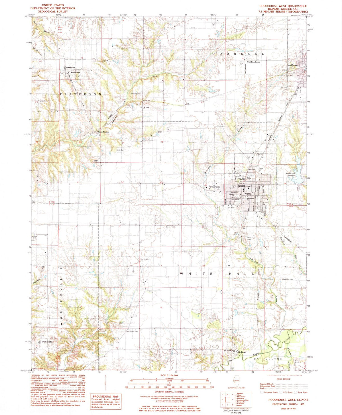 1983 Roodhouse West, IL - Illinois - USGS Topographic Map