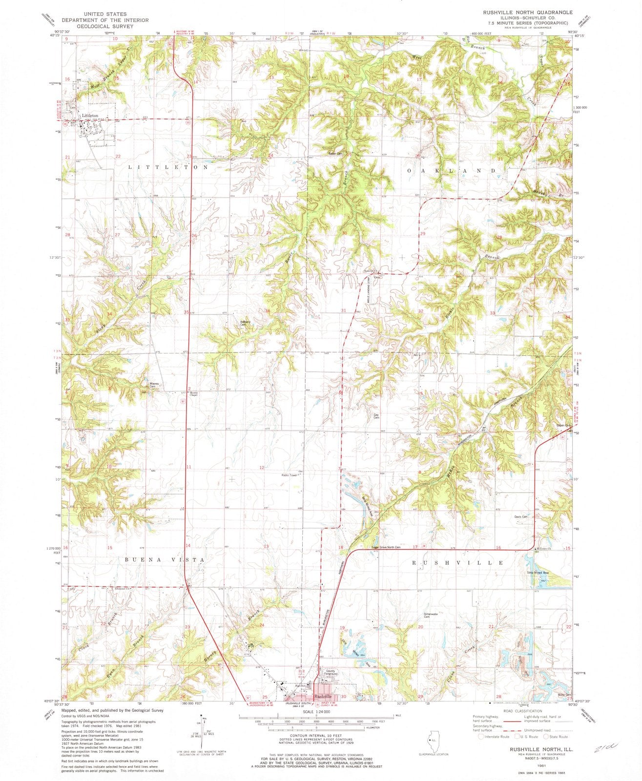 1981 Rushville North, IL - Illinois - USGS Topographic Map