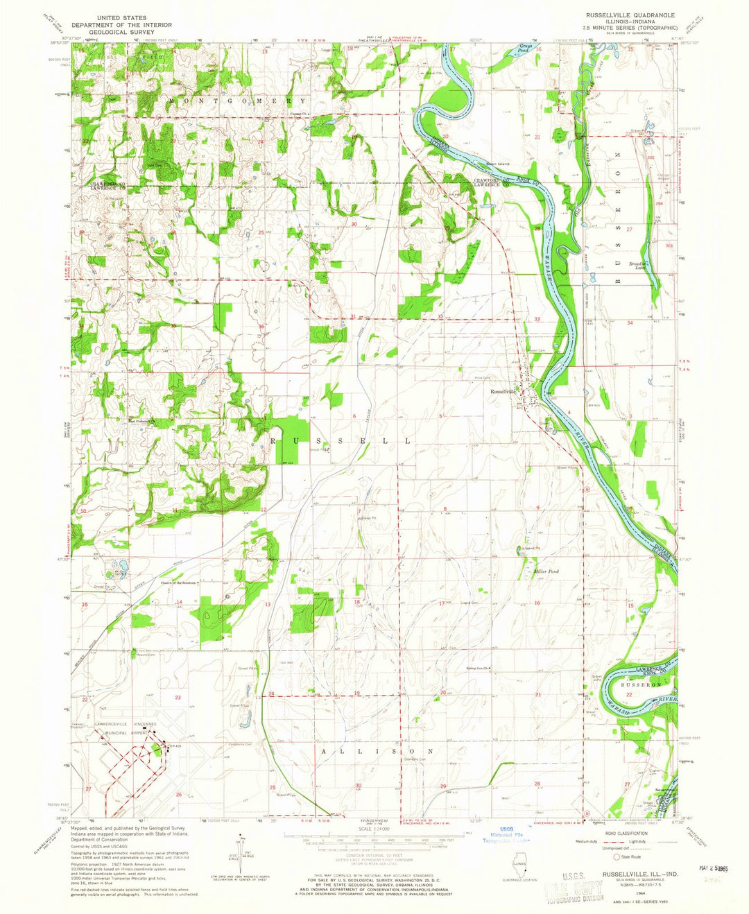 1964 Russellville, IL - Illinois - USGS Topographic Map