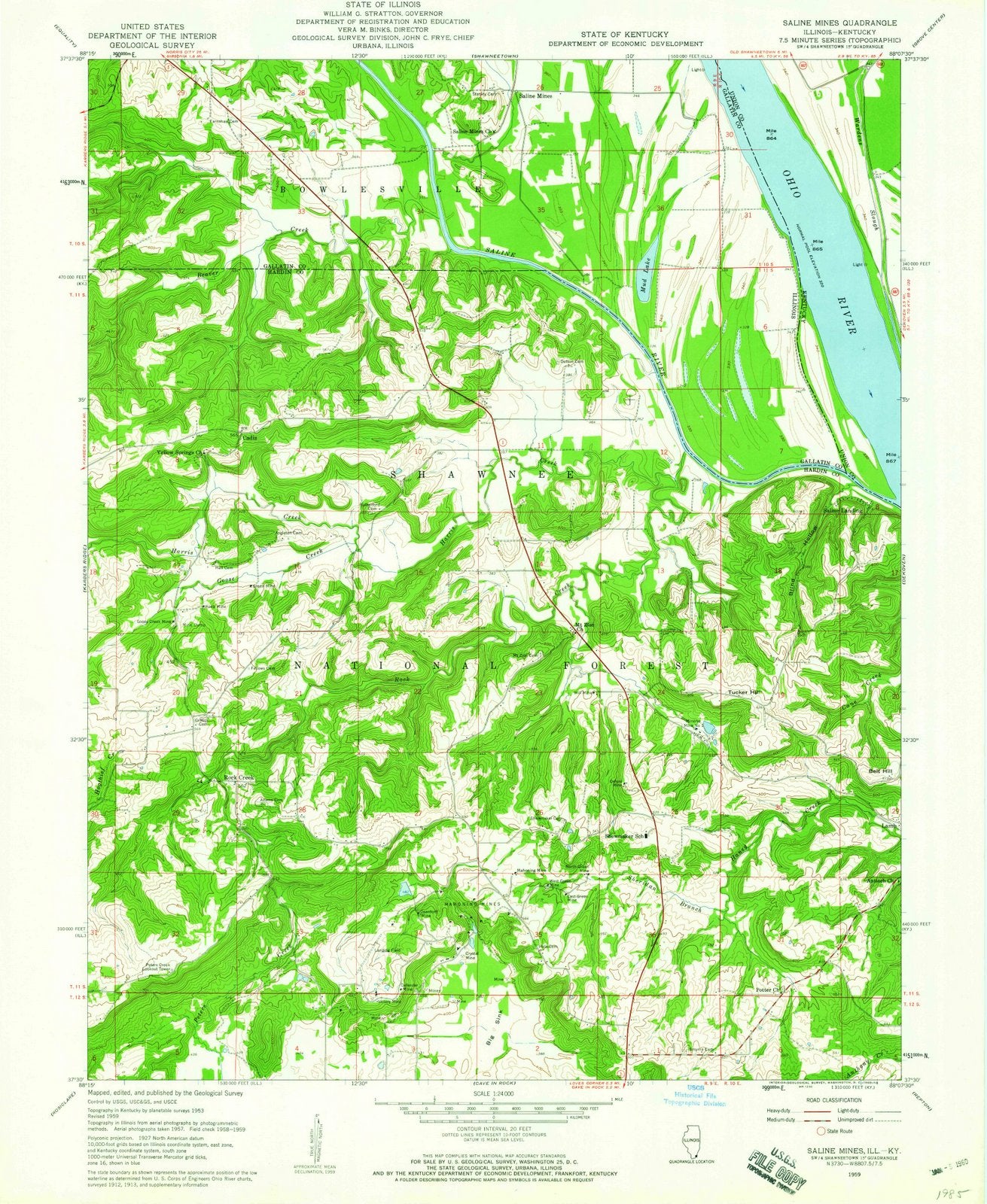 1959 Saline Mines, IL - Illinois - USGS Topographic Map