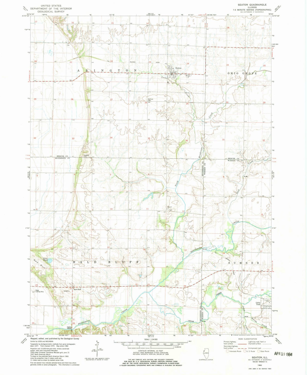 1982 Seaton, IL - Illinois - USGS Topographic Map