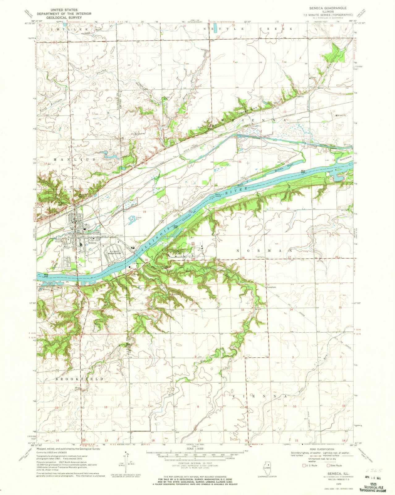 1970 Seneca, IL - Illinois - USGS Topographic Map