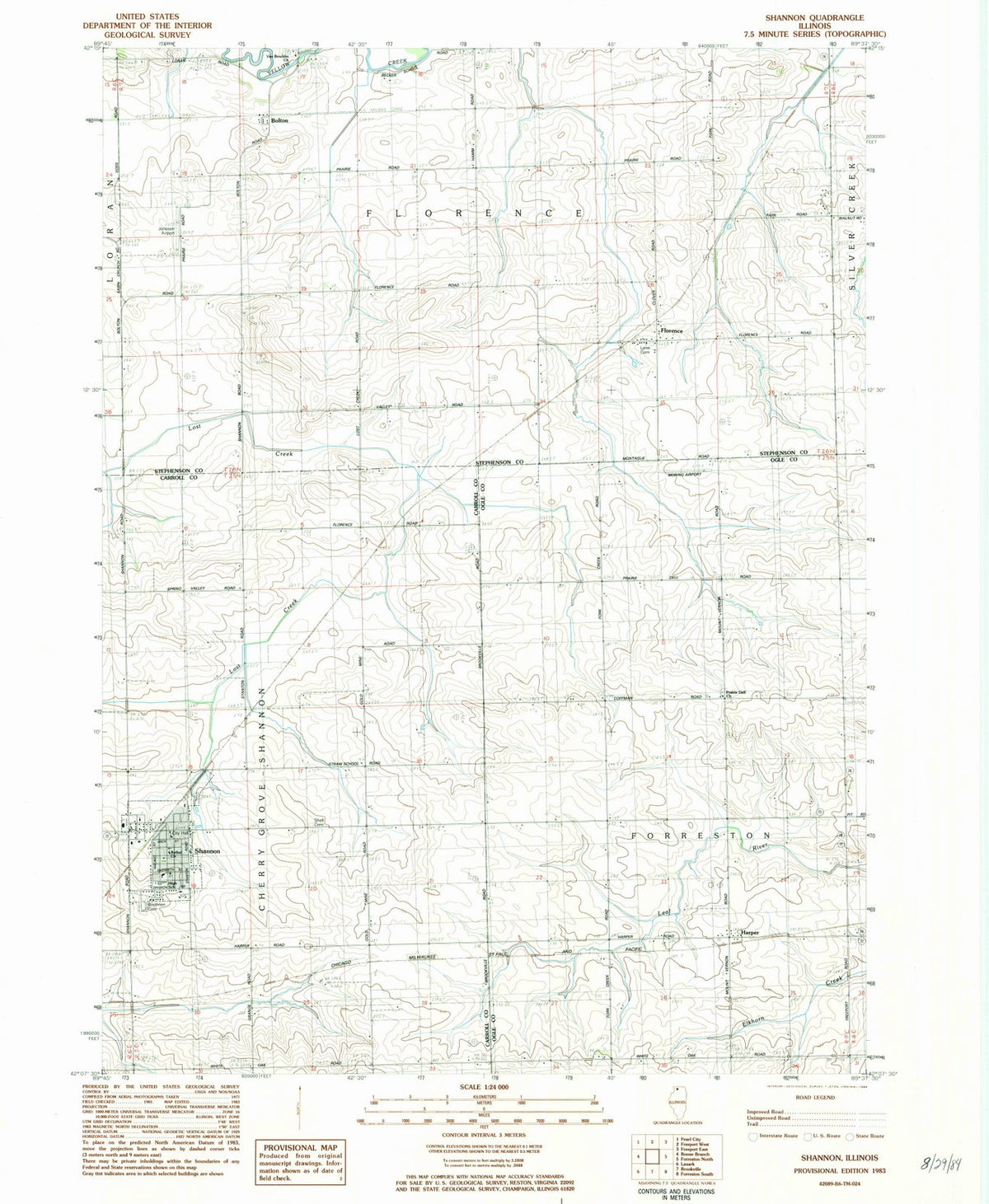 1983 Shannon, IL - Illinois - USGS Topographic Map