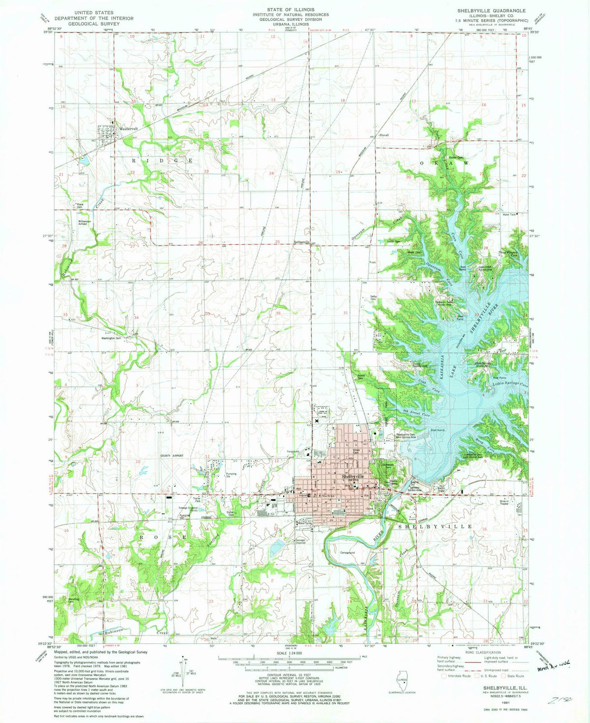 1981 Shelbyville, IL - Illinois - USGS Topographic Map