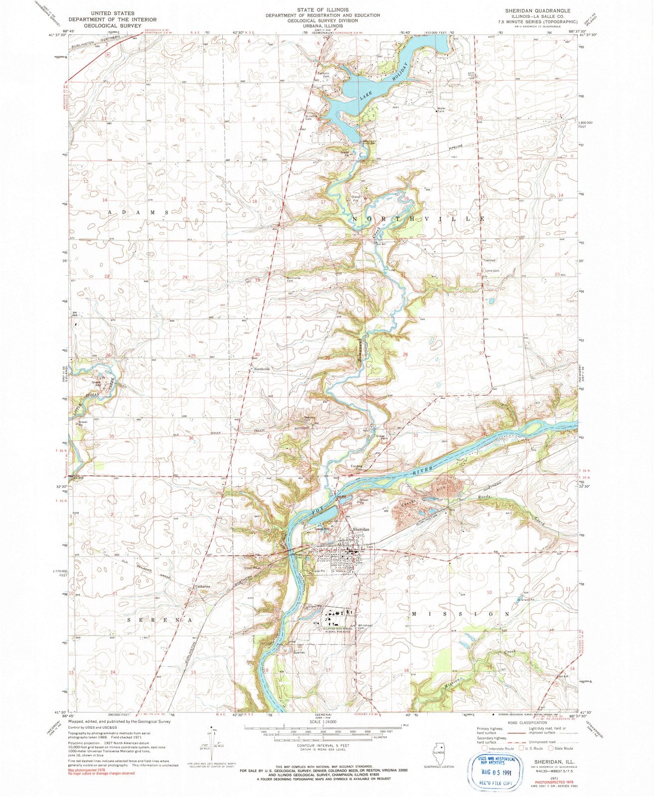 1971 Sheridan, IL - Illinois - USGS Topographic Map