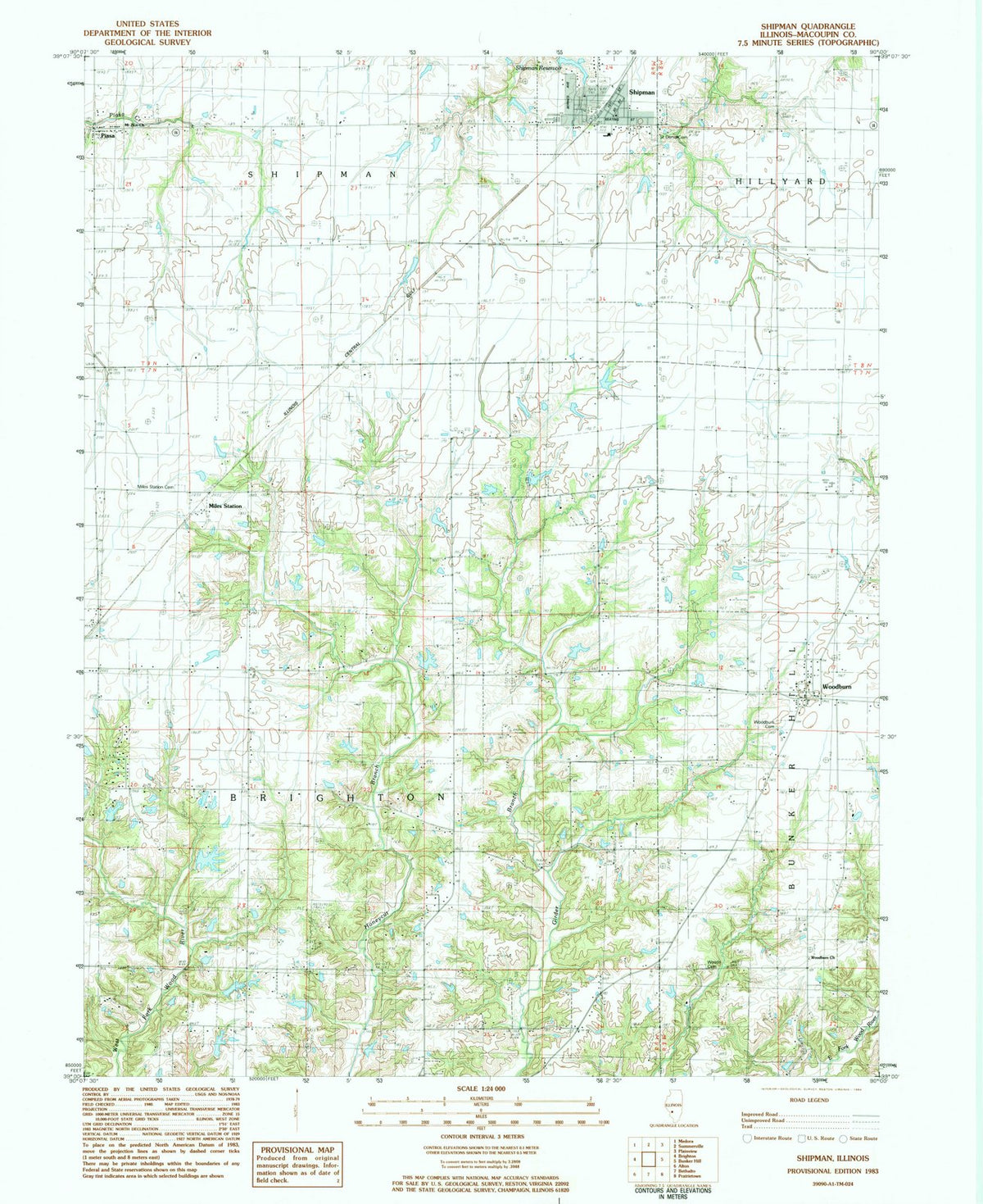 1983 Shipman, IL - Illinois - USGS Topographic Map
