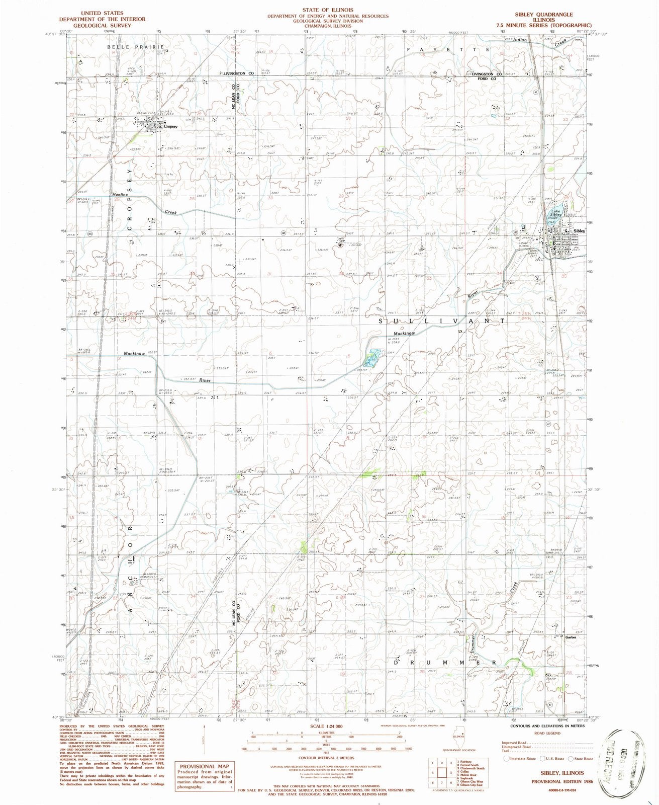 1986 Sibley, IL - Illinois - USGS Topographic Map
