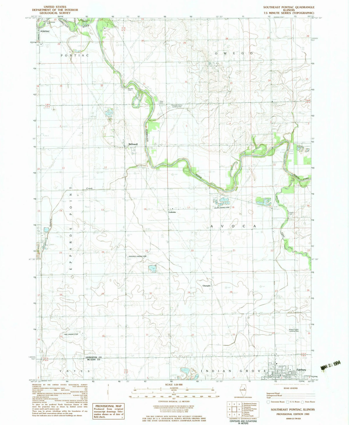 1983 Pontiac, IL - Illinois - USGS Topographic Map v3