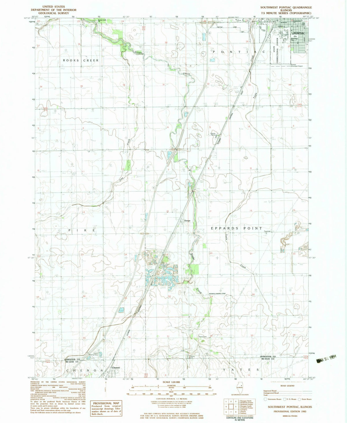 1983 Pontiac, IL - Illinois - USGS Topographic Map v4
