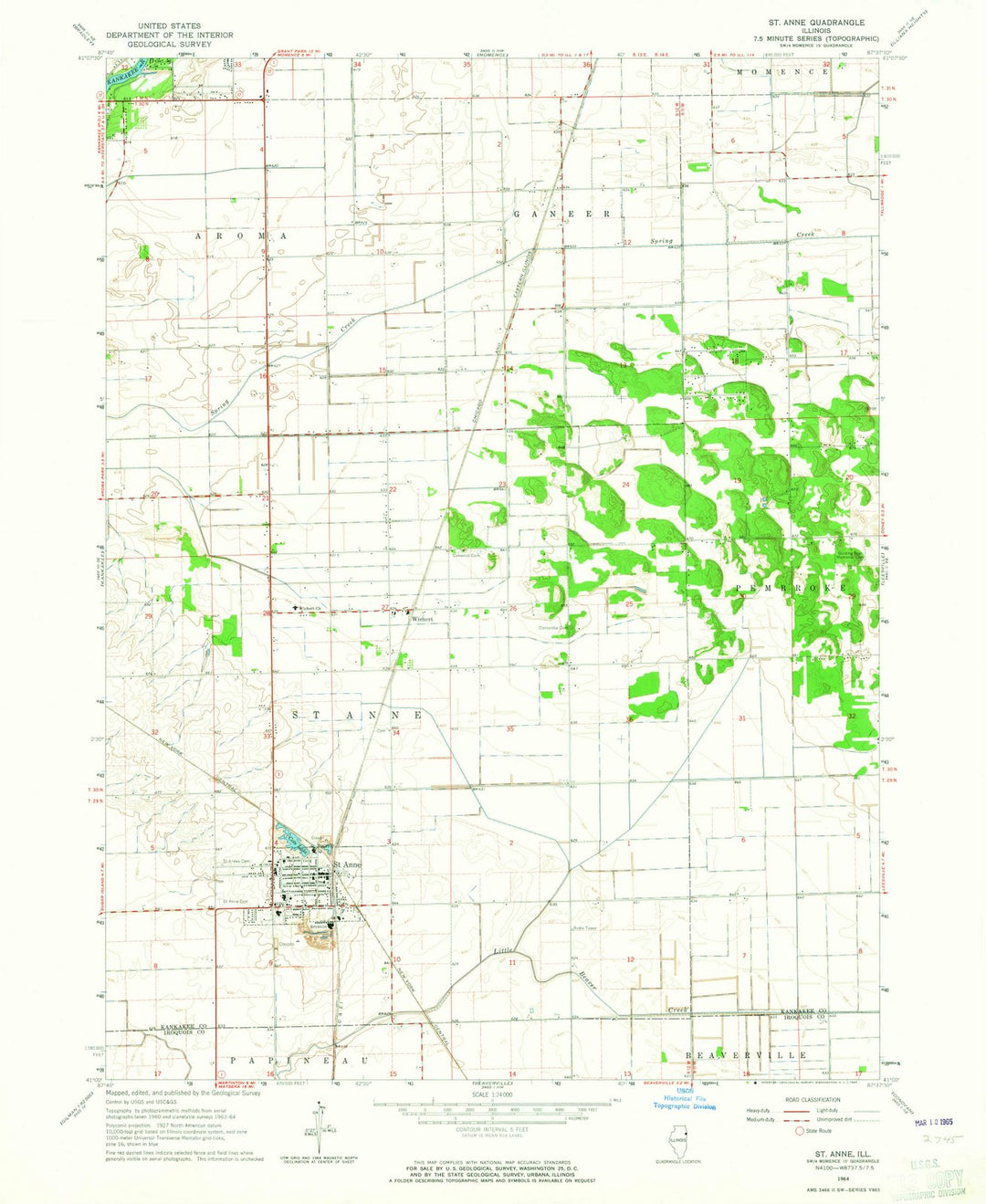 1964 St. Anne, IL - Illinois - USGS Topographic Map