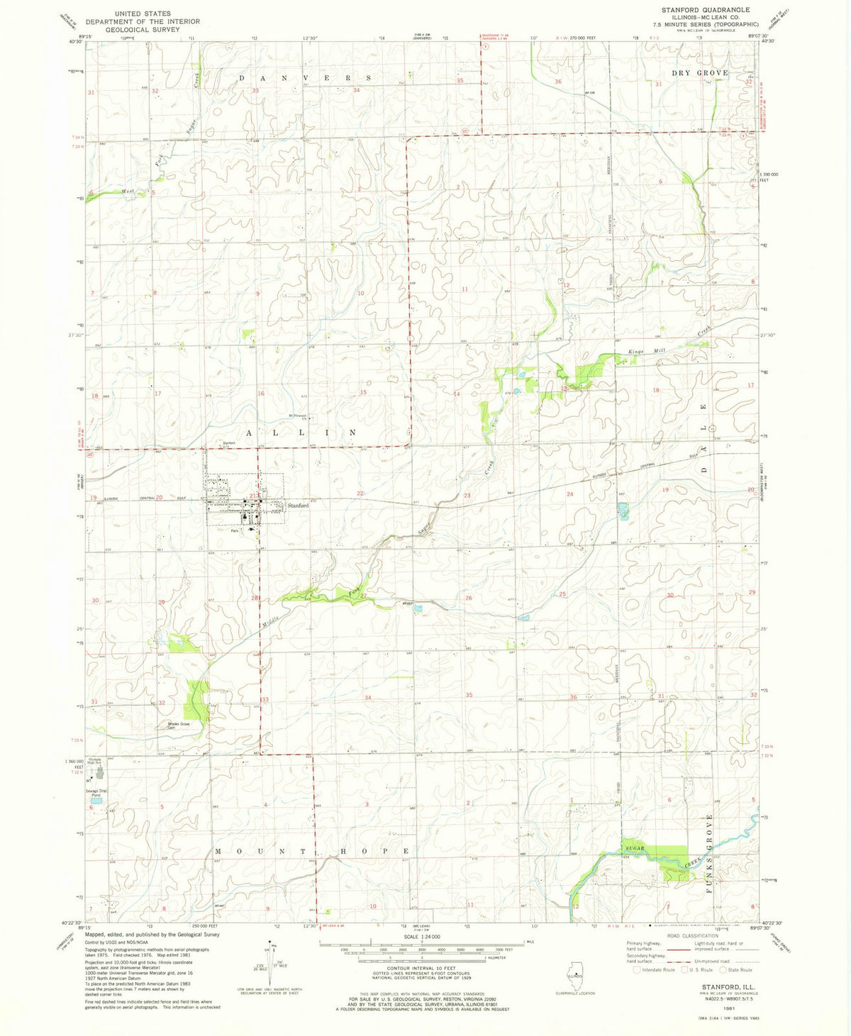 1981 Stanford, IL - Illinois - USGS Topographic Map