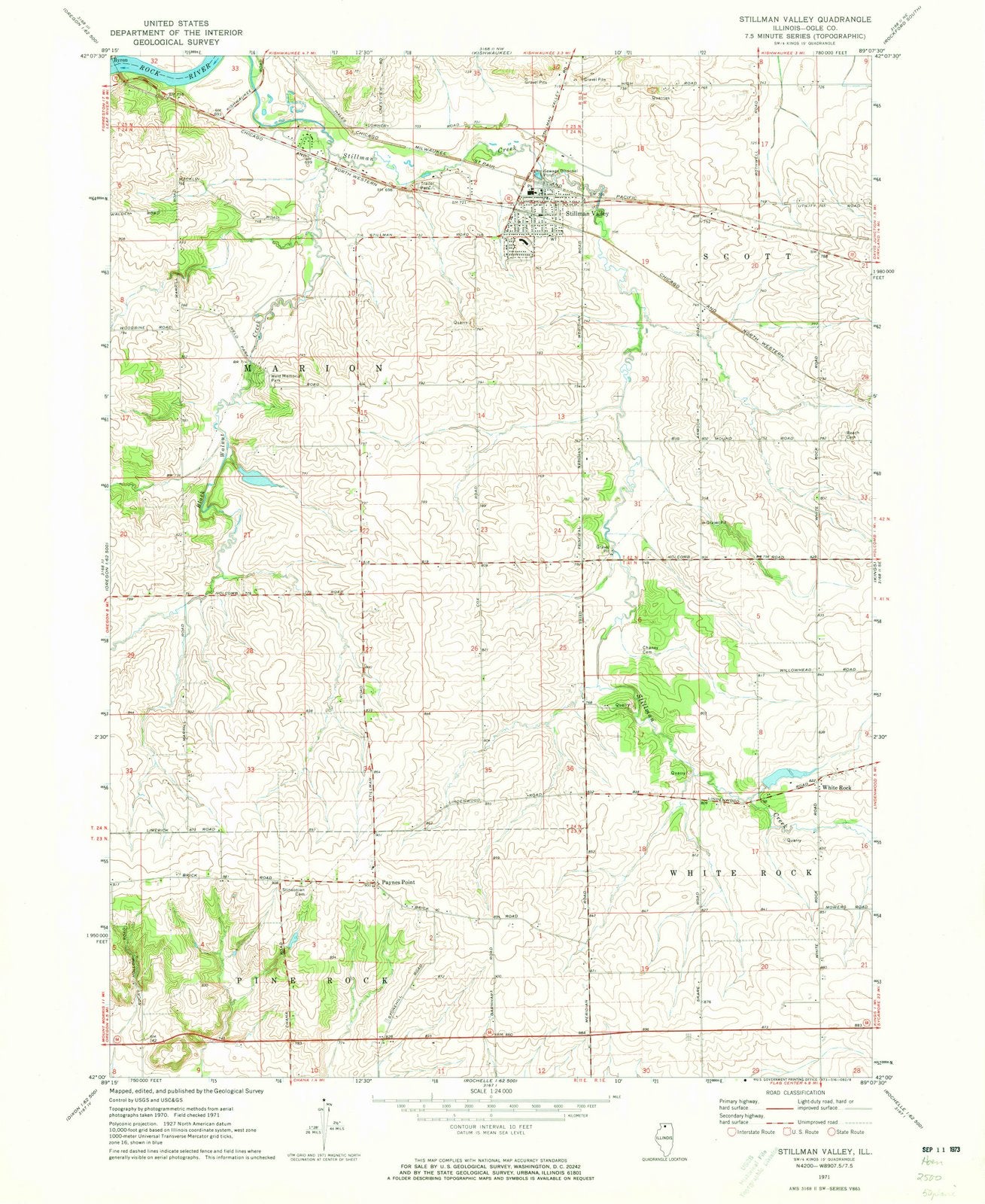 1971 Stillman Valley, IL - Illinois - USGS Topographic Map