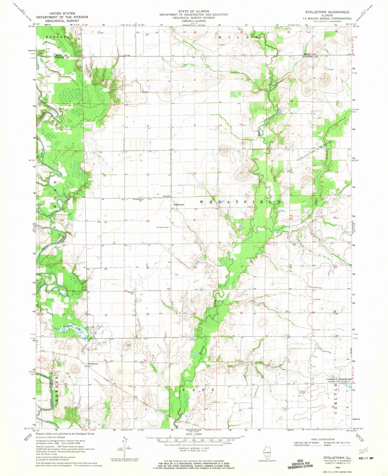 1968 Stolletown, IL - Illinois - USGS Topographic Map