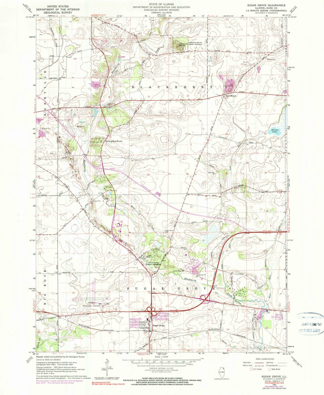 1964 Sugar Grove, IL - Illinois - USGS Topographic Map