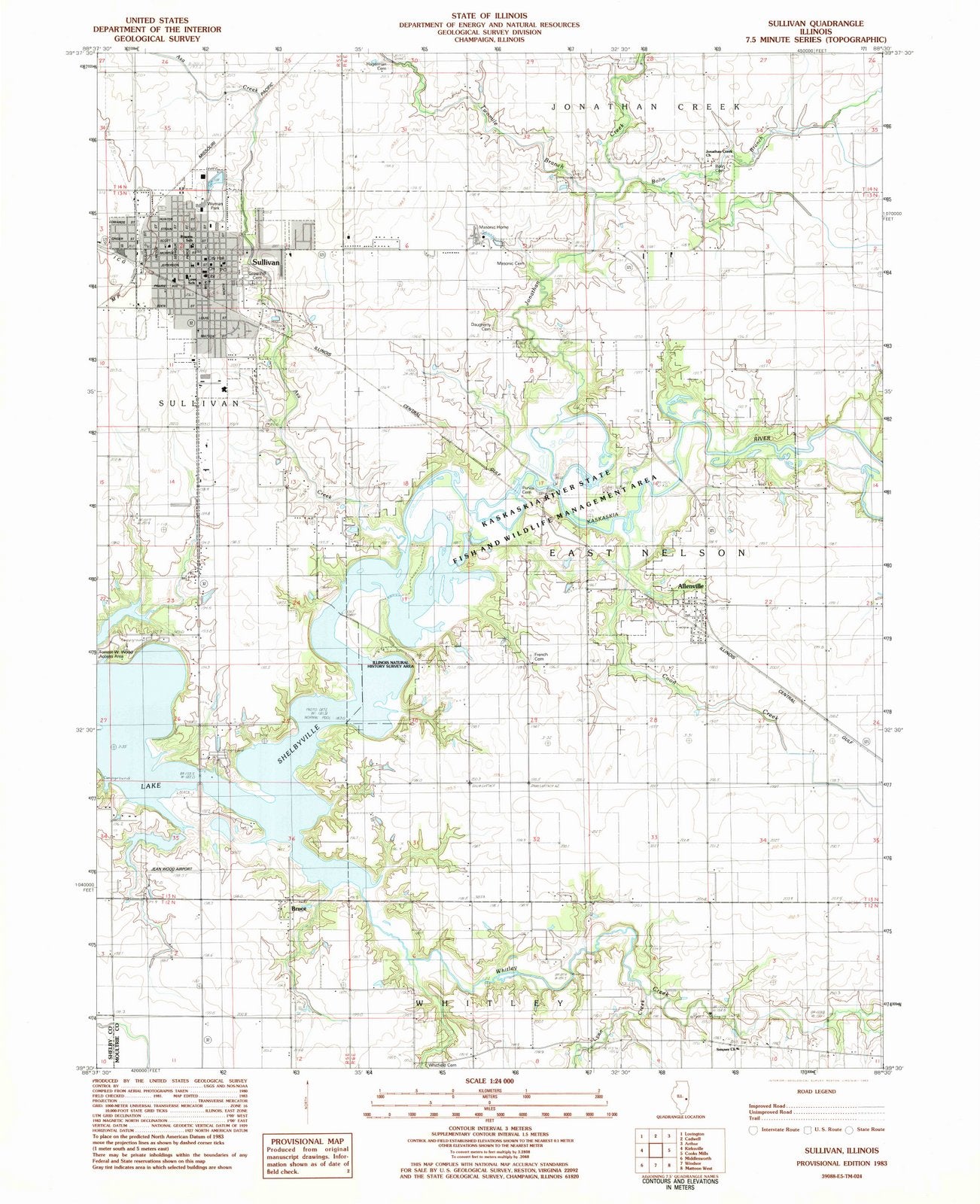 1983 Sullivan, IL - Illinois - USGS Topographic Map