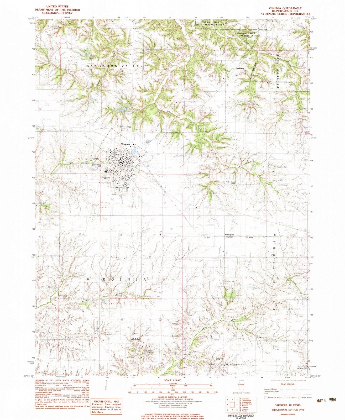 1983 Virginia, IL - Illinois - USGS Topographic Map