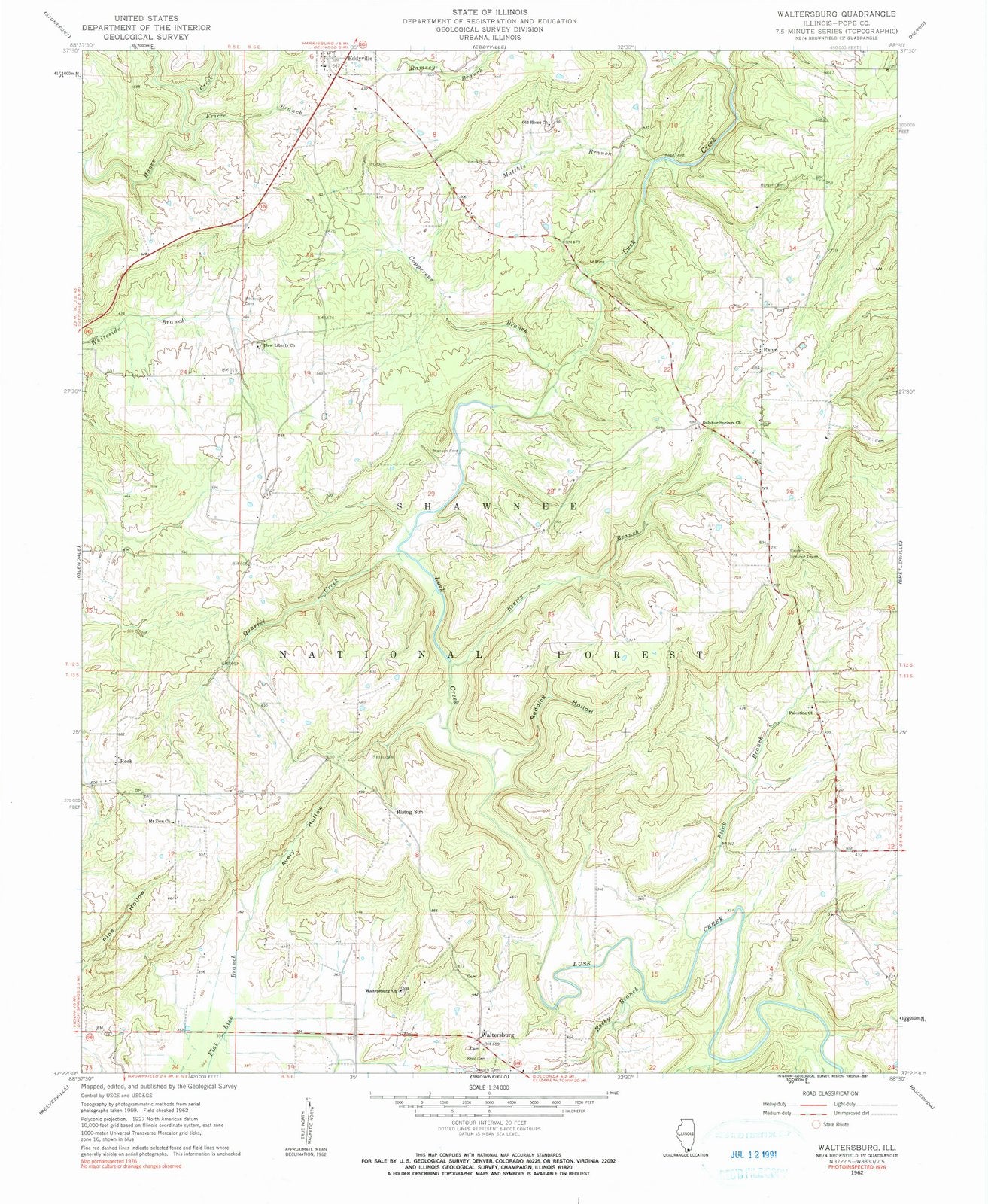 1962 Waltersburg, IL - Illinois - USGS Topographic Map